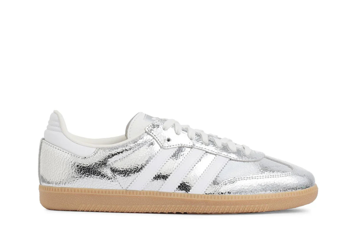 Adidas Samba OG Silver Metallic Cracked Leather Prateado