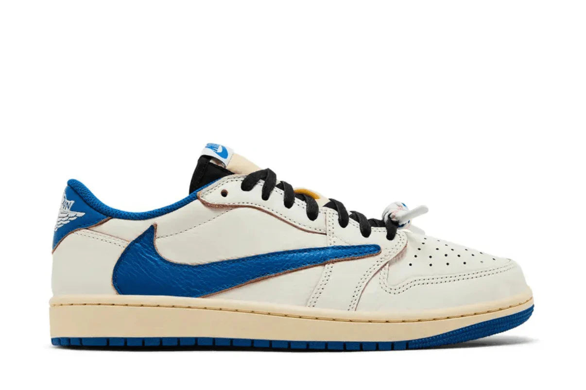 Air Jordan 1 x Travis Scott Retro Low OG SP Nike Sail Military Blue Couro