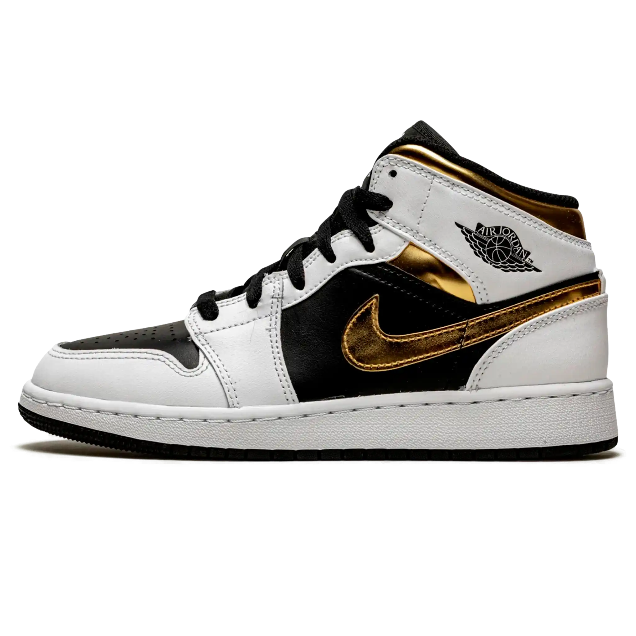 Tênis Air Jordan 1 Mid "White Gold" Branco / Dourado - 554725-190