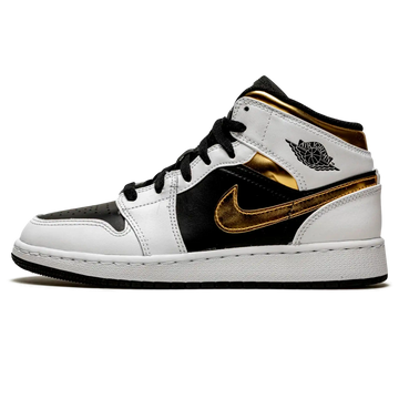 Tênis Air Jordan 1 Mid "White Gold" Branco / Dourado - 554725-190